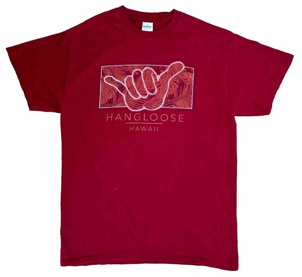 Vintage HAWAII Hang Loose T-shirt Surf Medium red Heavy cotton